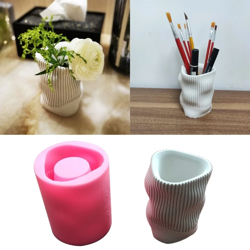 Twisted Gypsum Silicone Mold Diy Succulents Concrete Flower Pot Vase Plaster Cement Clay Mold Holder Mold