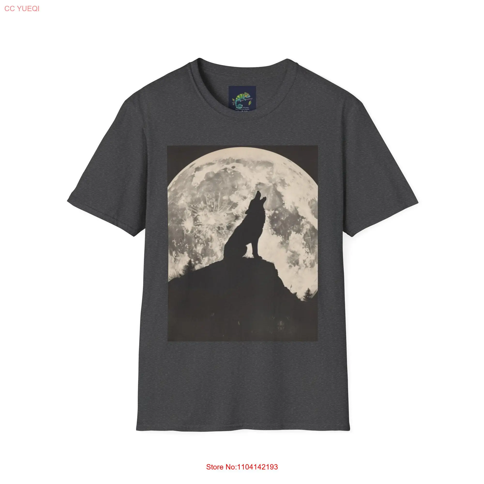 Wolf Howling at Moon T Shirt Night Sky Nature Lover Wildlife Design Casual Wear Outdoor Adventure  long or short sleeves