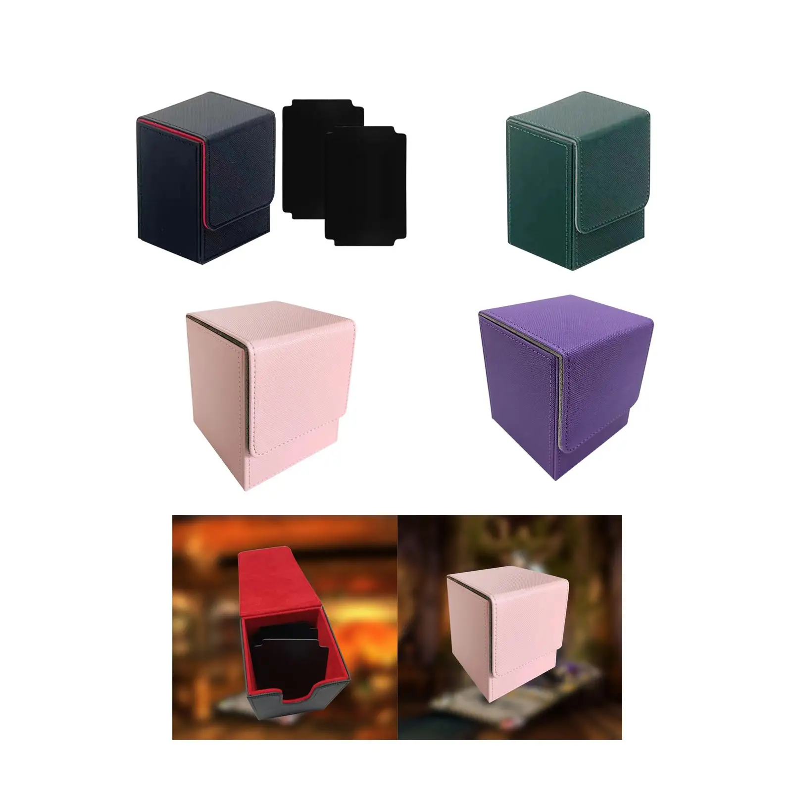 

Card Deck Box Closure PU Leather Can Holds 100 Cards Display Organizer