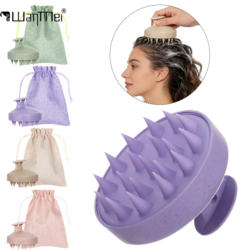 1 Uds. Cepillo de champú para masaje del cuero cabelludo de silicona, peine para lavado de cabello para cabeza, masaje corporal, ducha, baño, artículos esenciales para salón de peluquería