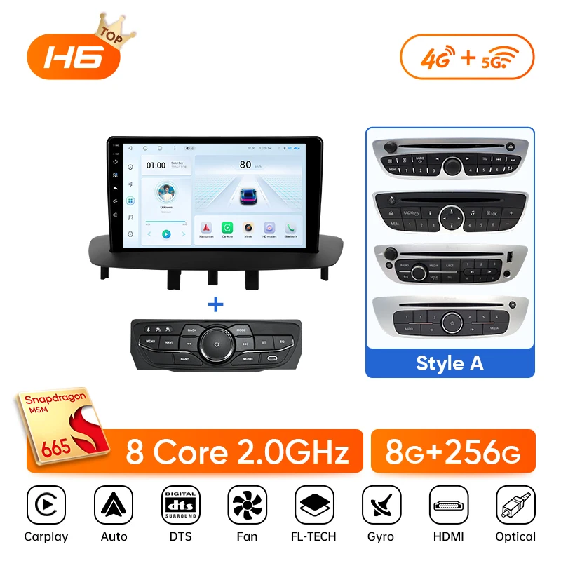Ainavi Autoradio Voor Renault Megane 3 Fluence Samsung SM3 2008-2014 Draadloze Carplay Android Auto Multimedia Stereo 2 Din