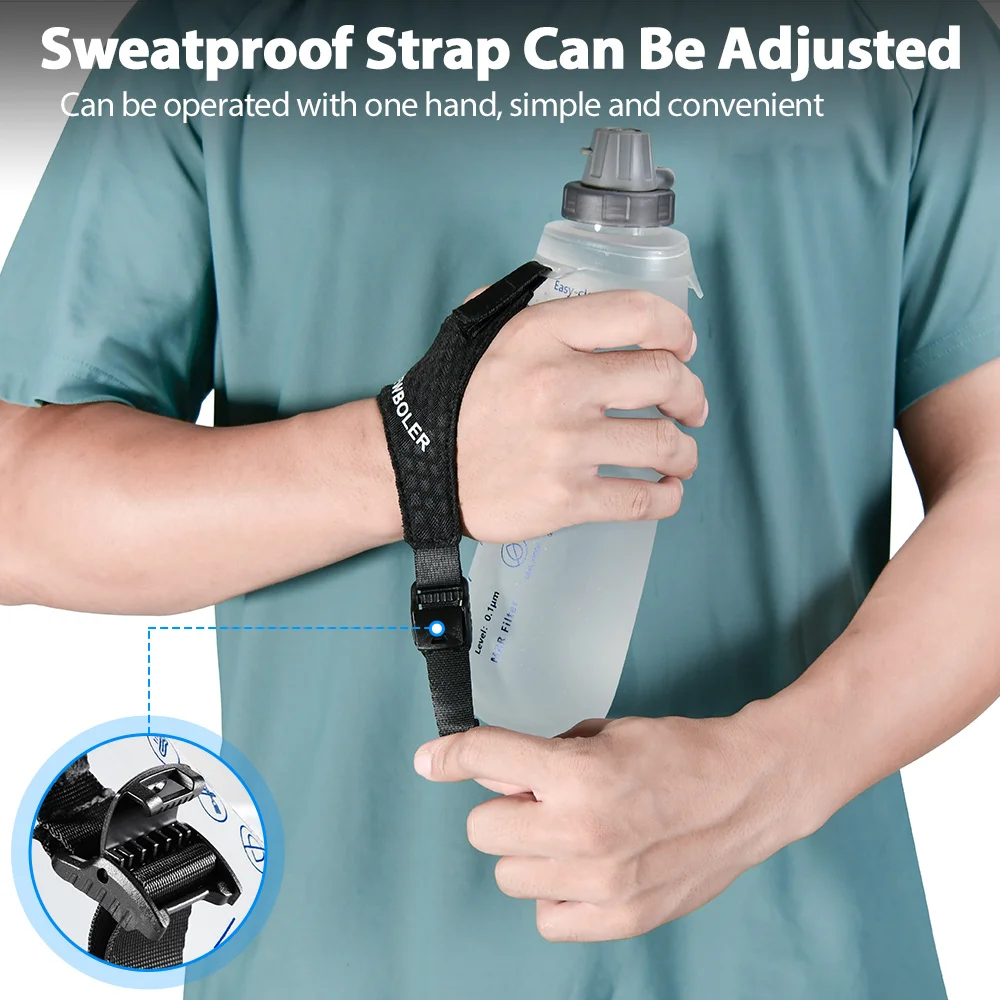 NEWBOLER طوي معصمه زجاجة ماء 1L زجاجة لينة بولي TPU ترطيب زجاجة ماء تشغيل ثابتة المضادة للانزلاق الرياضة في الهواء الطلق