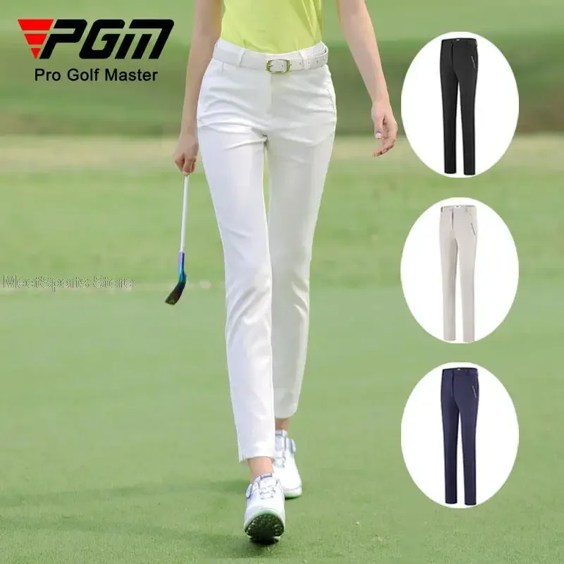 Pgm Golf Clothes Trousers Women High Elastic Golf Pants Summer Spring Lady Casual Long Pants Waterproof Slim Trousers 4 Colors