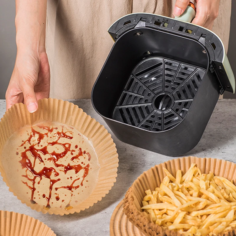 Papel de silicona para freidora de aire, bandeja de papel de aceite a prueba de aceite, papel para hornear, revestimiento de papel desechable,