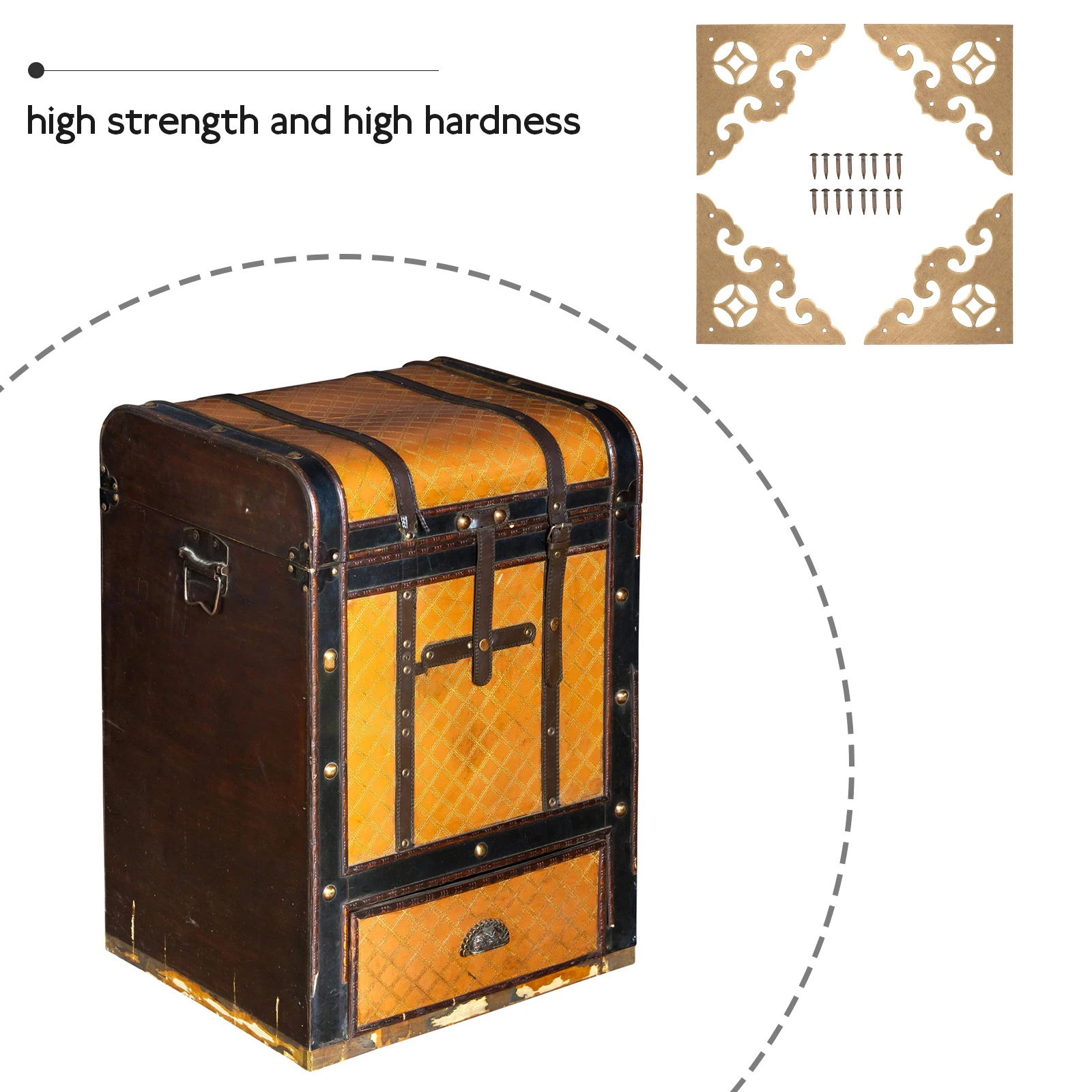 

4pcs Bronze Flower Decorative Parts Brass Corner Durable Corrosion Resistant Home Office Closet Shelf Door Protectors Box