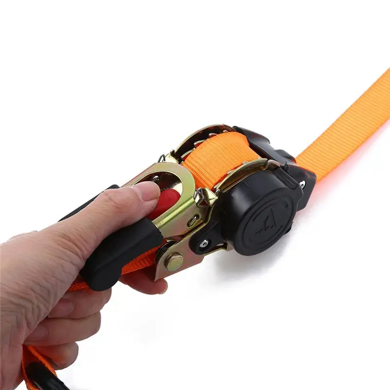PZHI-Retractable 2M Auto Shrink Bundle Tape Luggage Securing Tensioner Belt Ratchet Strap