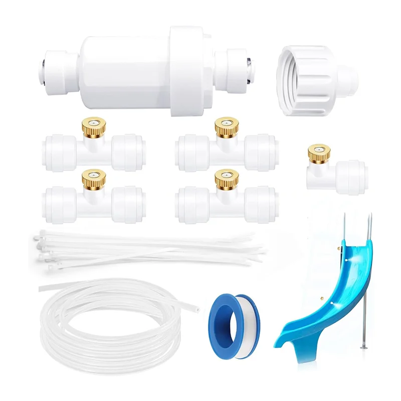 Water Filter Included Pool Slide Sprays Kit, Includes 32.8Ft Water Slide Tube With 5 Nozzles, Slide Water Tubing Kit