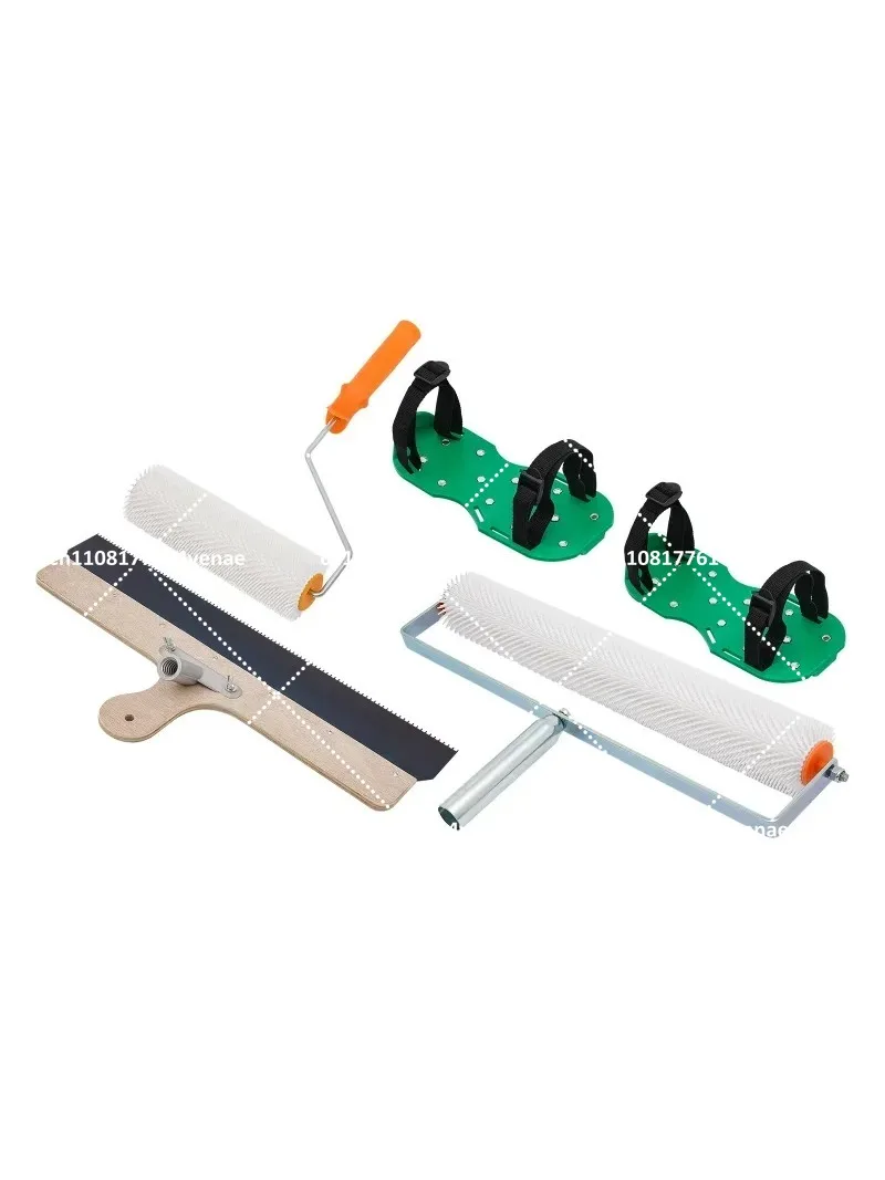Cement Self-Leveling Tool Kit Floor Leveling Tools with Spike Shoes Roller Bubble Remover Concrete Smoothing Set