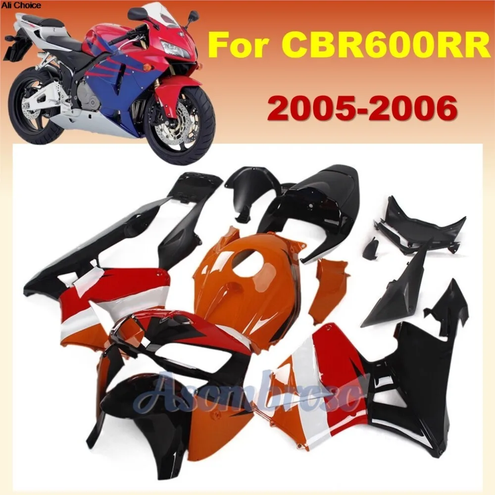 Fairing Kit Fits  CBR600RR PC37 2005 2006 CBR 600RR  F5  Injection Body Kit Orange Black view 2