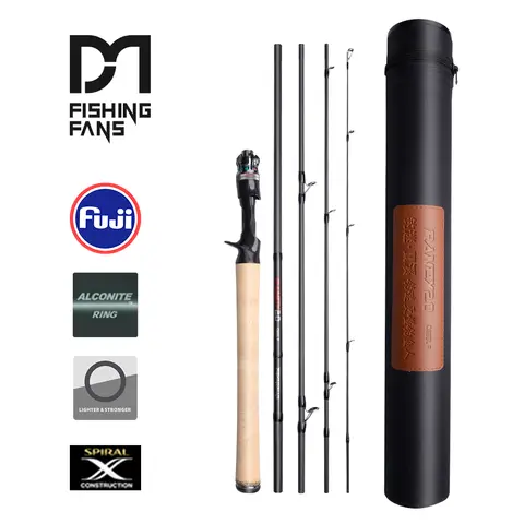 FISHINGFANS L ML 코르크 핸들 FUJI O Alconite 가이드 스피닝 캐스팅 낚시 탄소 루어 여행 휴대용 낚싯대 튜브 포함