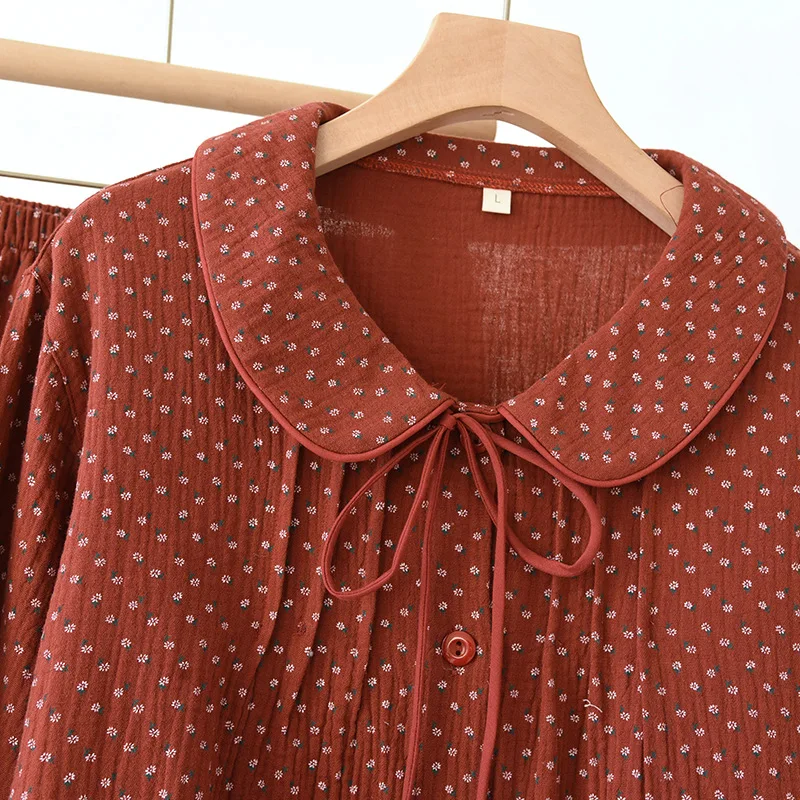 لطيف الحلو الأزهار المطبوعة بنطلون بيجامة مجموعة للنساء الربيع والخريف نمط جديد طويل الأكمام السراويل النساء بيجامة البدلة ﻿