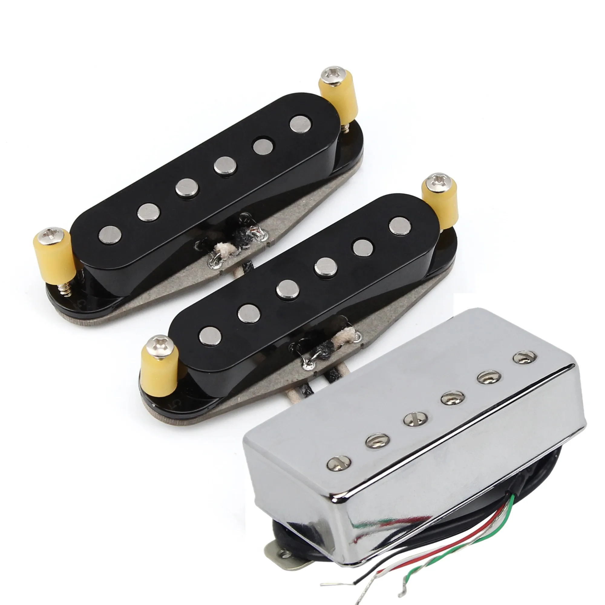 FLEOR Gitarren-Tonabnehmer-Set SSH Alnico 5 Staggered Single Coil + Humbucker-Tonabnehmer 4 Drähte 52/52/52 mm HSS E-Gitarrenteile – Detail 6