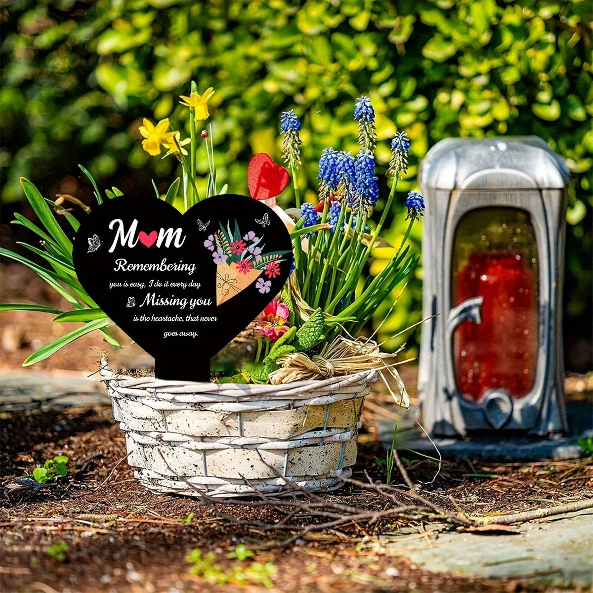 20 سنتيمتر أمي أبي مقبرة إدراج الاكريليك مقاوم للماء على شكل قلب تذكارية حشو الأطفال دفع تحية الآباء شواهد القبور