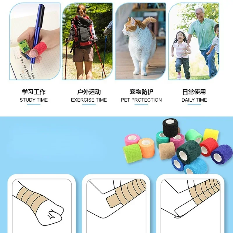 10 Pcs Waterproof Tape Tattoo Handle Bandage Non-slip Sports Non-woven Disposable Self-adhesive Elastic Bandage