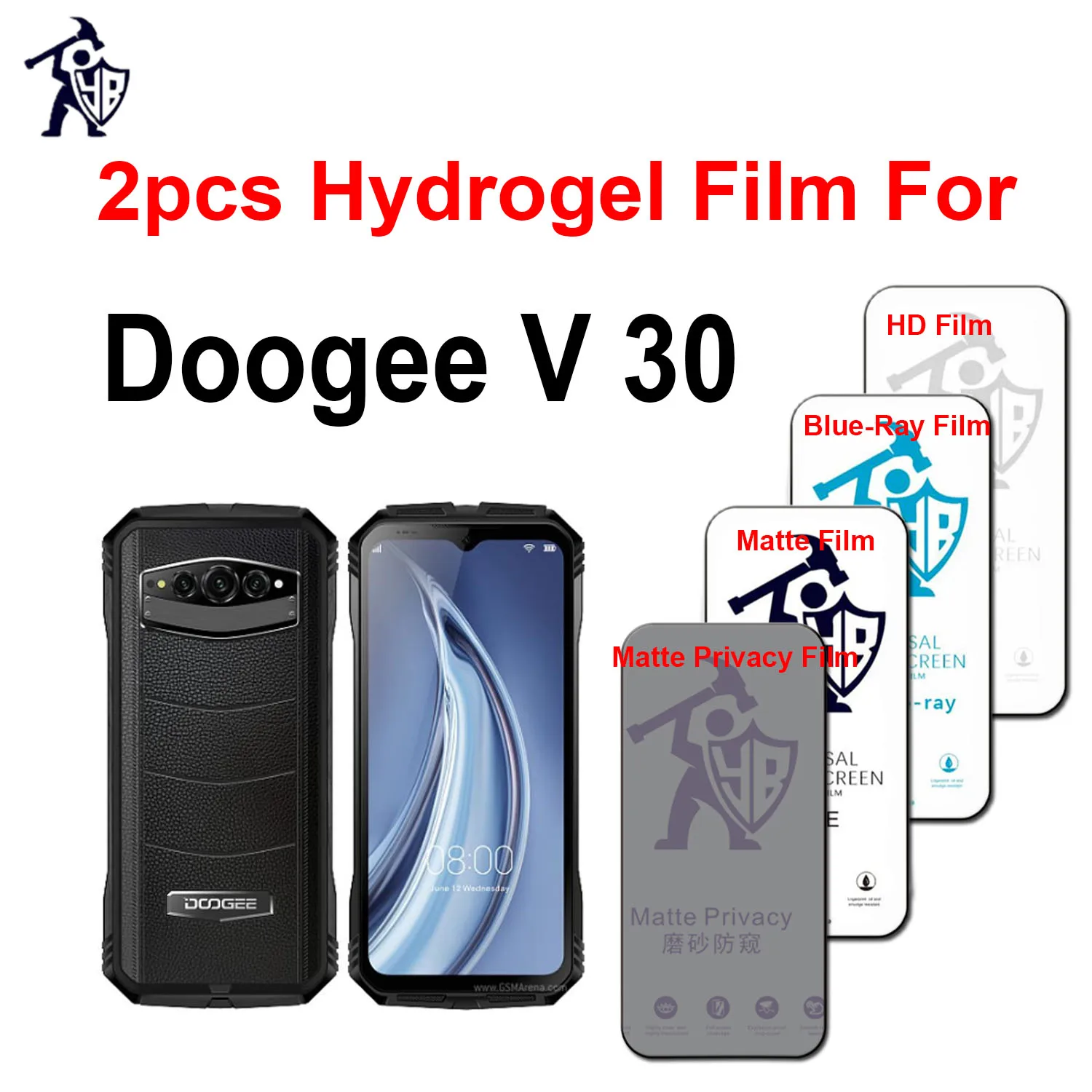 

2pcs HD Hydrogel Film For Doogee V 30 Original Matte Privacy Protection Anti Blueray Full Cover Film Not Glass