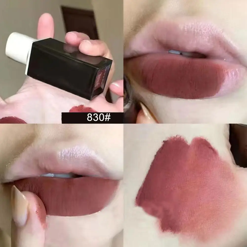 Brillo de labios mate para mujer, lápiz labial marrón de larga duración, Sexy, resistente al agua, maquillaje labial líquido, cosméticos, E2A5