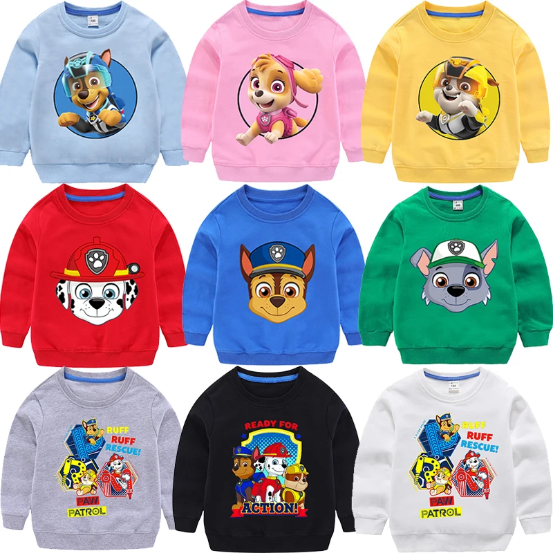 

Милый свитшот с круглым вырезом «Щенячий патруль» для мальчиков и девочек, модная спортивная одежда с принтом аниме, детские осенние милые толстовки, подарок