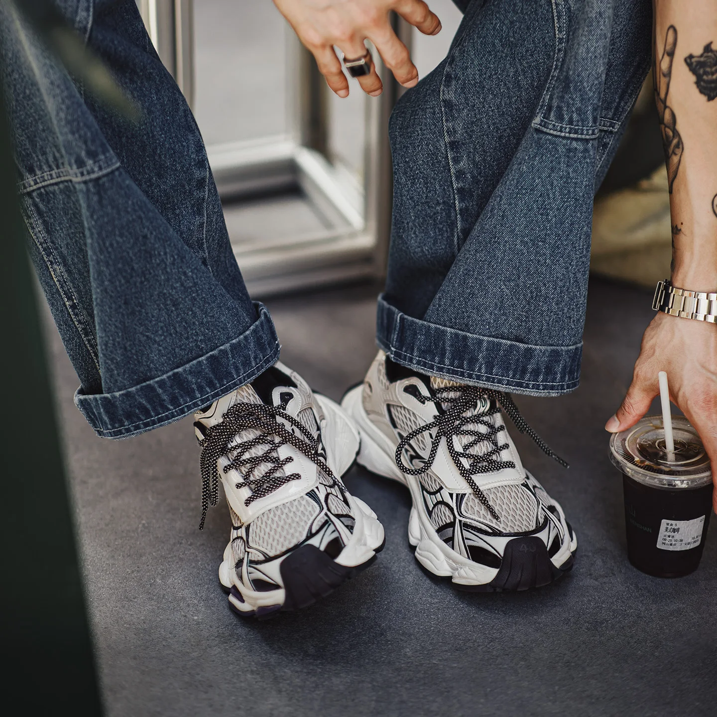 Maden Casual Mesh Splicing Running Shoes Men's Height-increasing Platform Sneakers Chunky Sporty Dad Shoes for Spring and Fall