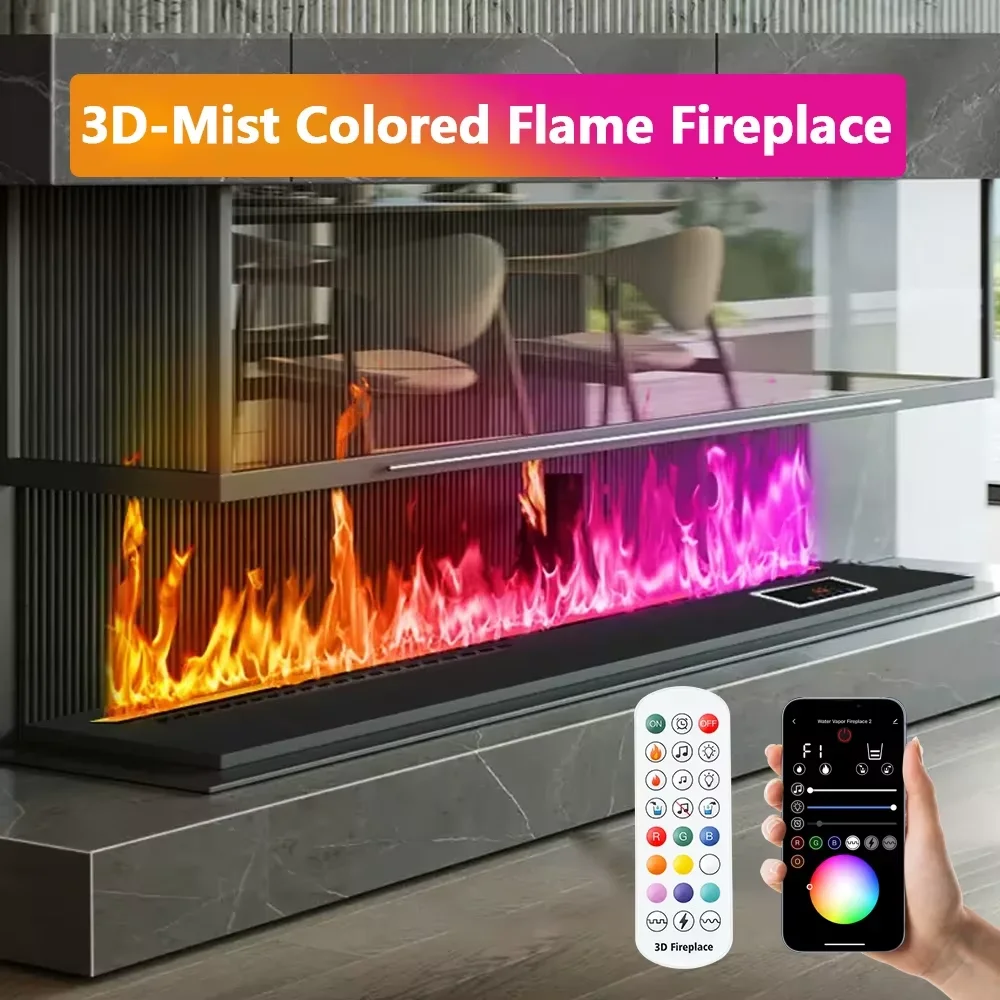 Atomizing Fireplace Simulated Flame TV Decorative Humidifier  App Remote Control Embedded 3D Water Steam Electronic Fireplace