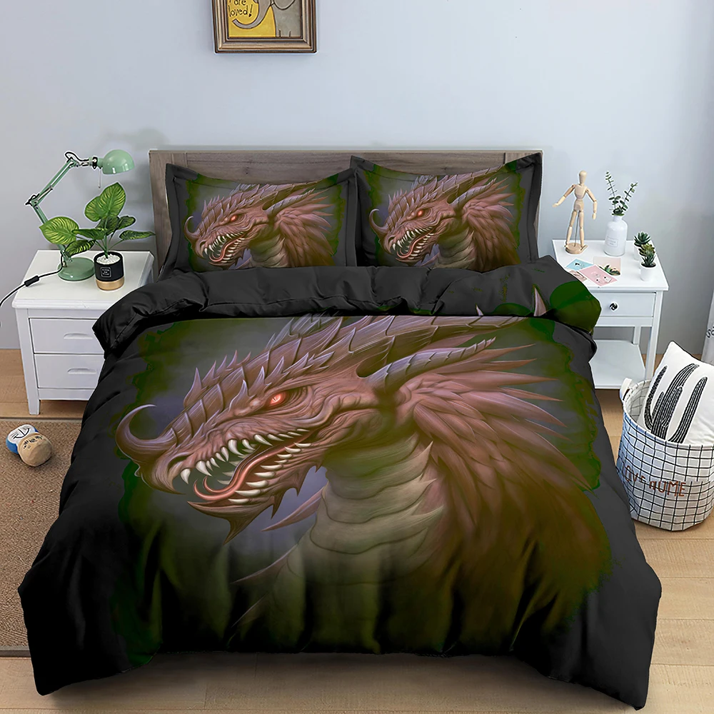 Dragon Bedding Set Boys Girls Twin Queen Size Duvet Cover Pillowcase Bed Kids Adult Fashion Home Textileextile