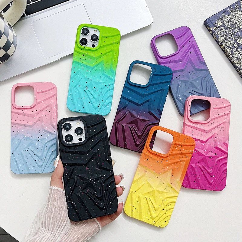 Luxury Phone Case For iPhone Silicone Back Cover Chroma Case Flash Star 15 Plus 14 Pro Max 13 12 Pro 11 Pro Max