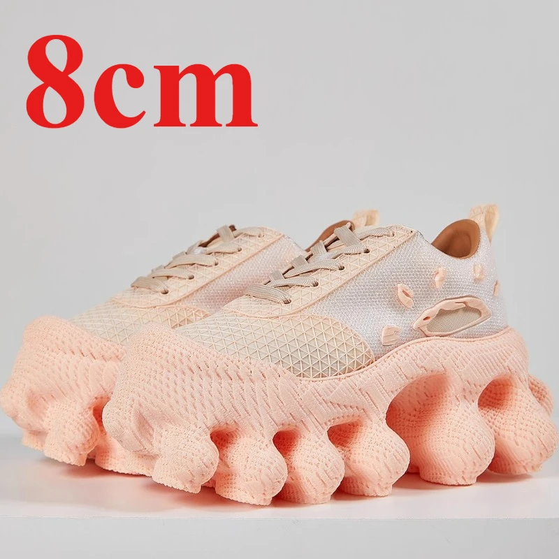 Original Design 3D Printed Shock-absorbing Casual Shoes for Men's and Women's Height Increase 8cm European Couples's Daddy Shoes