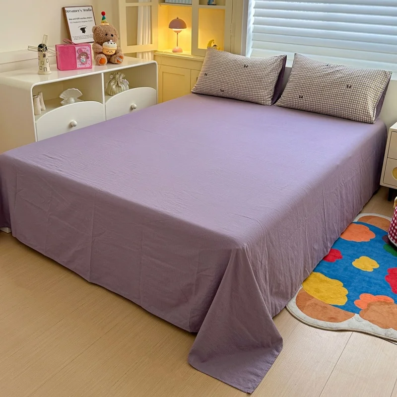 

1 шт., мягкая марлевая полиэстеровая верхняя простыня, романтическая фиолетовая плоская простыня для девочек, постельное белье для одного дома, общежития, наматрасник 200*230 см