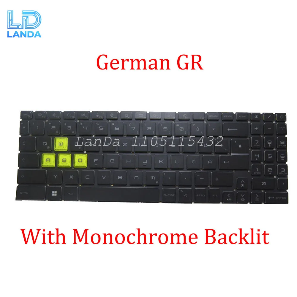With Backlit GR JP TW AR HG Keyboard Limited Edition For MSI Pulse GL76 11UC 11UD 11UE 12UC 12UD 12UE 12UG Black Frame