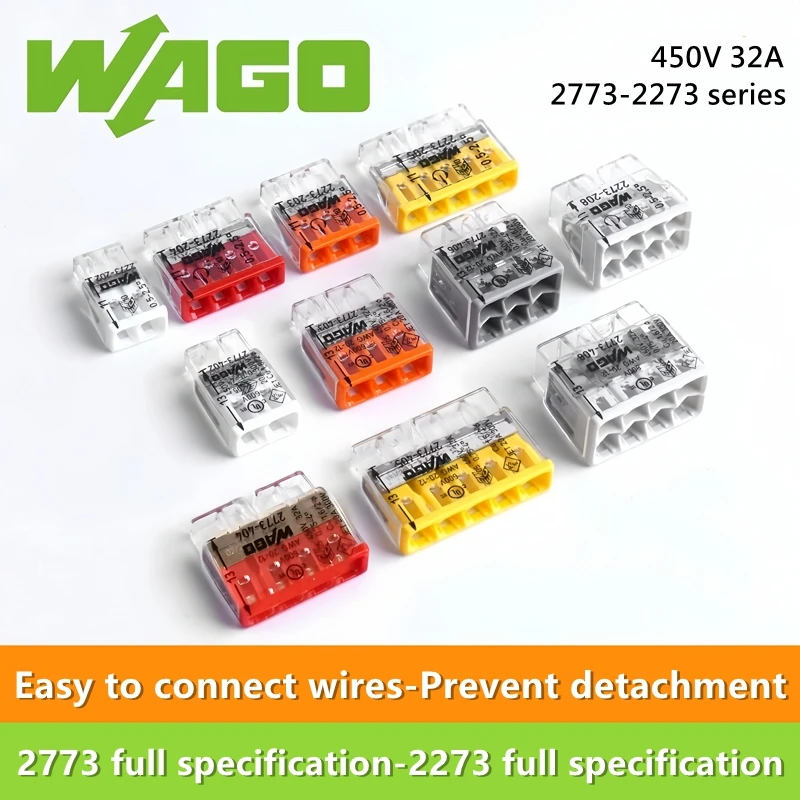 10pcs Original Wago wiring terminal 2273-202 203 204 205 208 2773-402 403 404 405 406 408 Quick Line Splitting Wiring connector