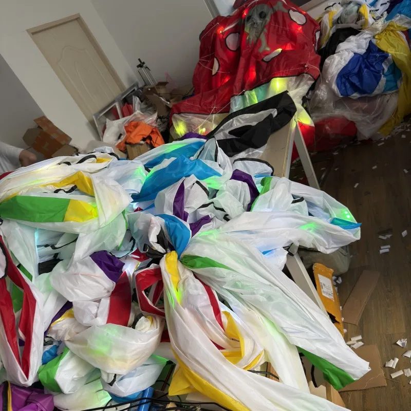 DDDZ 20m LED pirata pulpo noche volando cometa Ripstop tela de nailon línea colgante de lavandería grande suave inflable gran espectáculo cometa