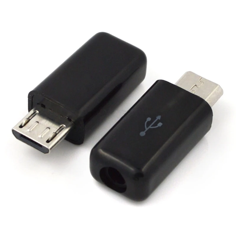 10 Pack USB 2.0 ประเภท-C ปลั๊ก 5 ขาเชื่อมประเภท Micro USB Connector เปลี่ยนปลั๊กพลาสติกสีดำฝาครอบ