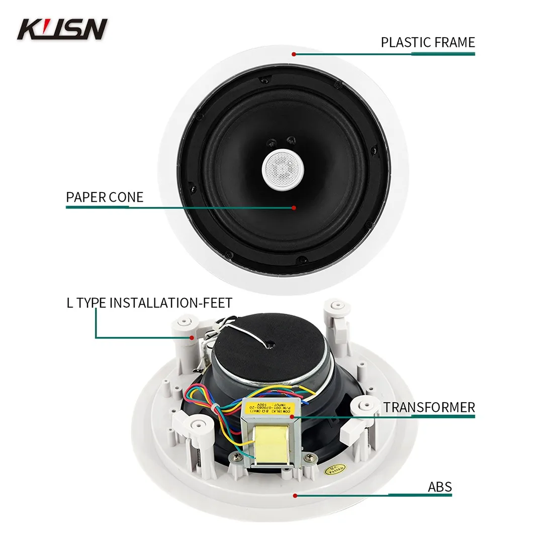 8 Inch Adjustable Angle Ceiling Speakers 40W 100V Ultra-Thin Powered Speaker In Ceiling Mounted Pa Sound System For Amplifier