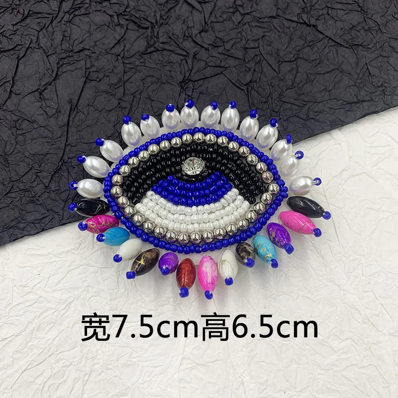 3D Handmade Unique Embroidery Diamond Pearl Colorful Eyeball Fashion Patches For Hats  DIY Sewing Accessories Punk Decoration