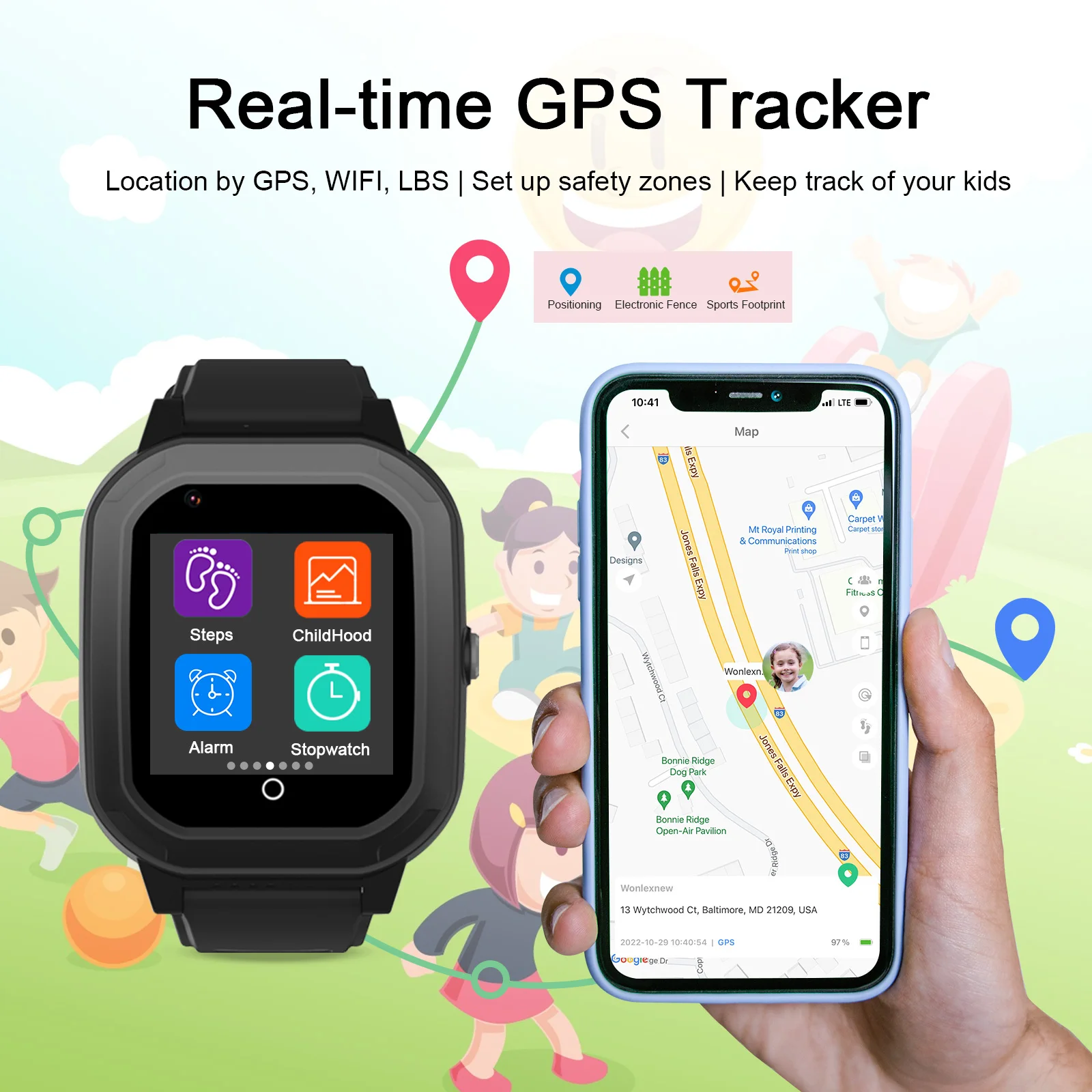 KT20 الاطفال ساعة ذكية الفتيات الهاتف ساعة انفصال غلاف الطفل 4g واي فاي لتحديد المواقع sos الهاتف المقتفي المراهقين السلامة الحرس كاميرا على مدار الساعة