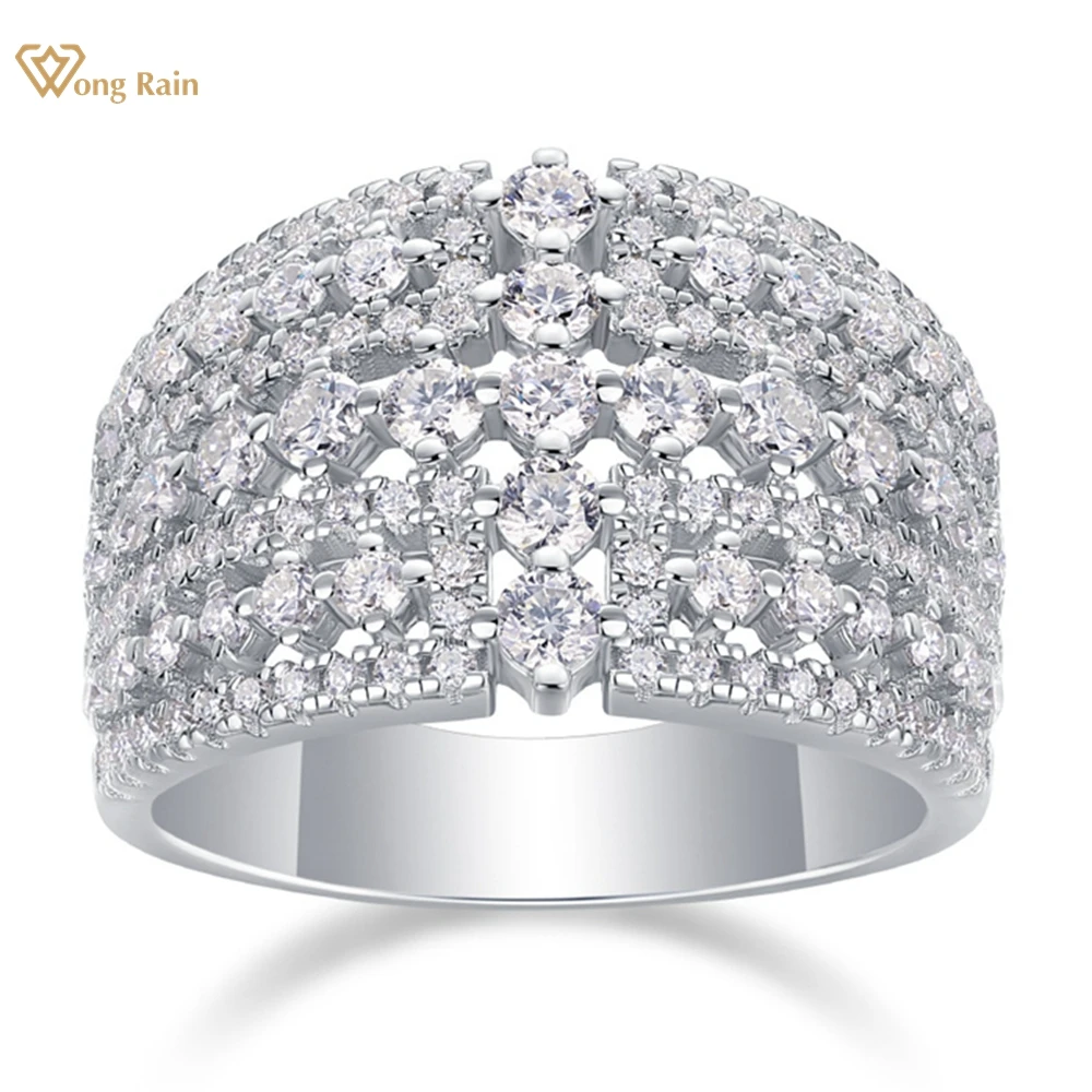 

Wong Rain Luxury 100% 925 Sterling Silver 3EX VVS1 D Color Real Moissanite Full Diamond Cocktail Party Women Ring Fine Jewelry