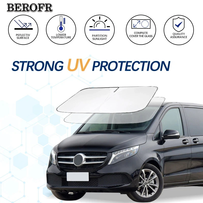 Windshield Sun Shade For Mercedes Benz V Class V260L W447 W448 Sunshade Sun Visor Protector Foldable Blocks UV Rays Keep Cooler