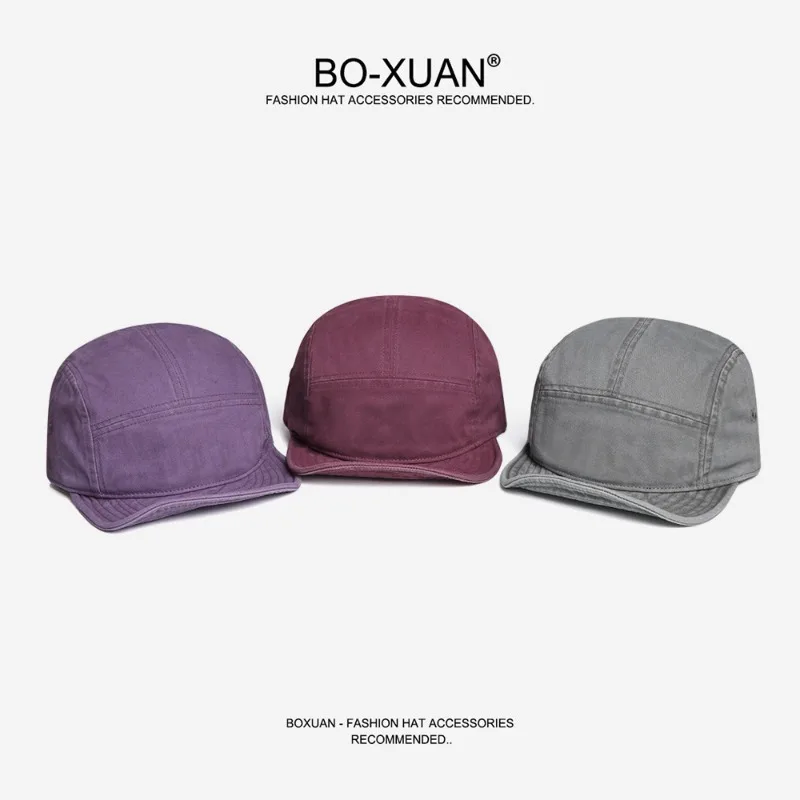 Individuell bedruckte, bestickte Baseballkappe mit weichem Schirm für Frühling und Herbst, Street-Trend, gewaschener Kurzschirm, Fünf-Panel-Campingmütze – Detail 2