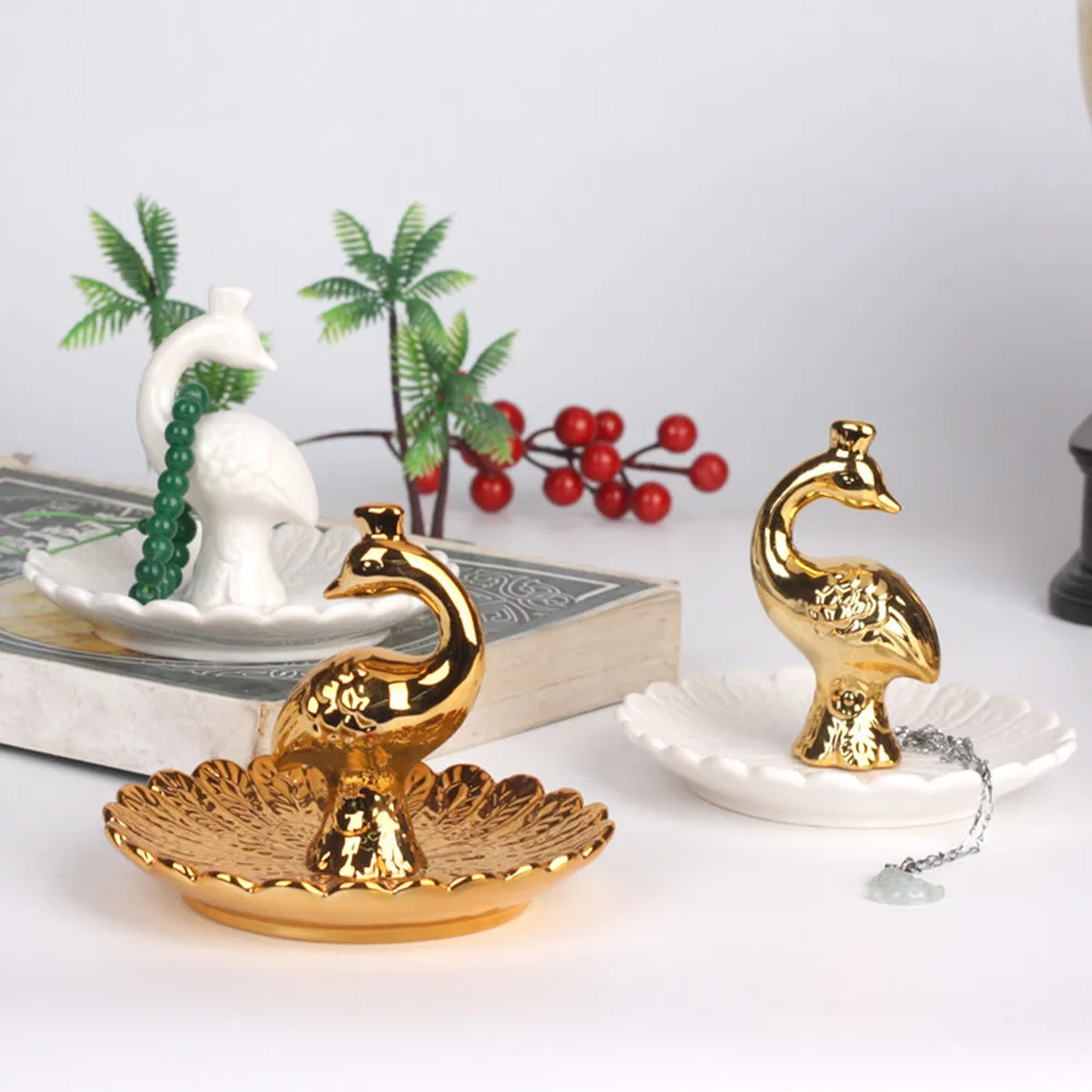 

Jewelry Storage Tray Porcelain Ring Dish Stylish Earring Necklace Anklet Bracelet Holder Decorative Dresser Display Piece