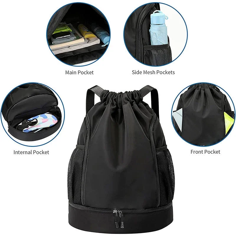 Ultralight Sports Backpack ManWomen Fitness Sports Bag DrawstringBasketball Backpack Foldable Gym Bag with Beach ShoeCompartment