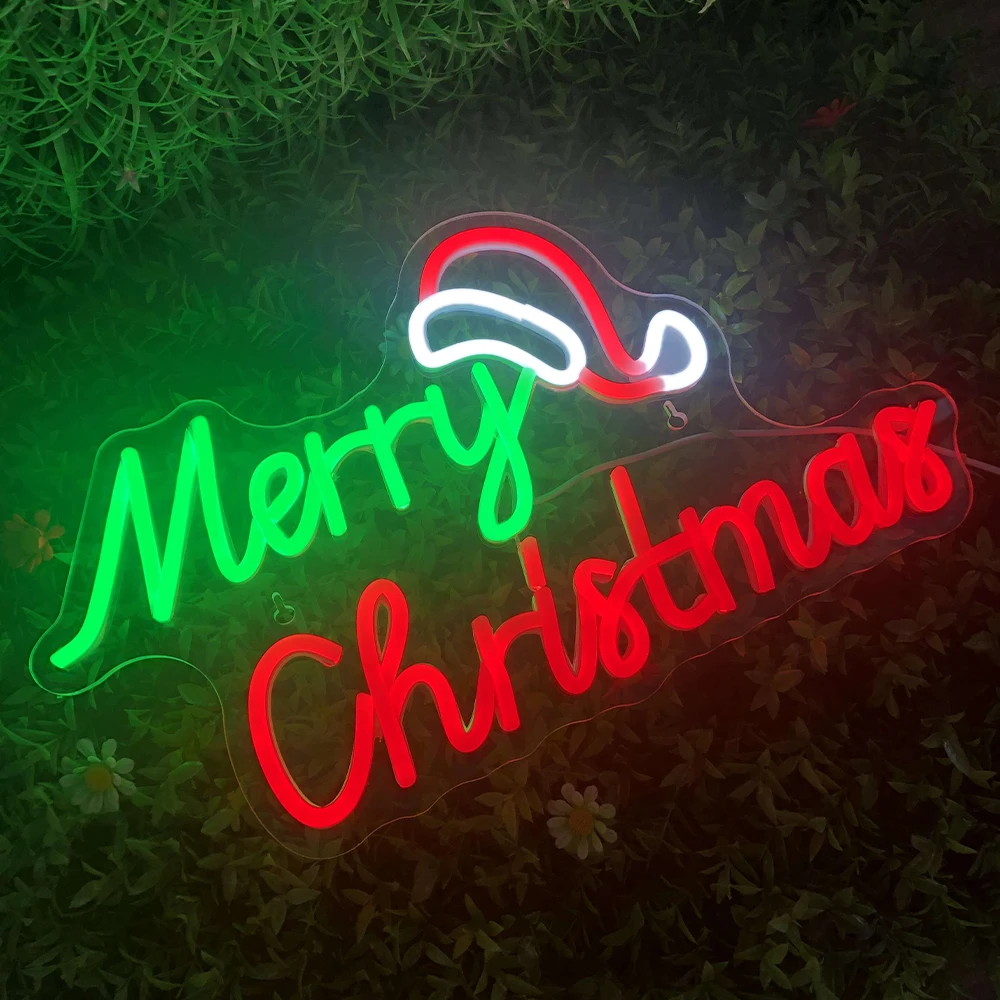 Imagem -04 - Merry Christmas Neon Sign Hat Luz de Sinal Led Art Night Light para Festa Kids Bedroom Bar Pub Clube Decoração de Natal