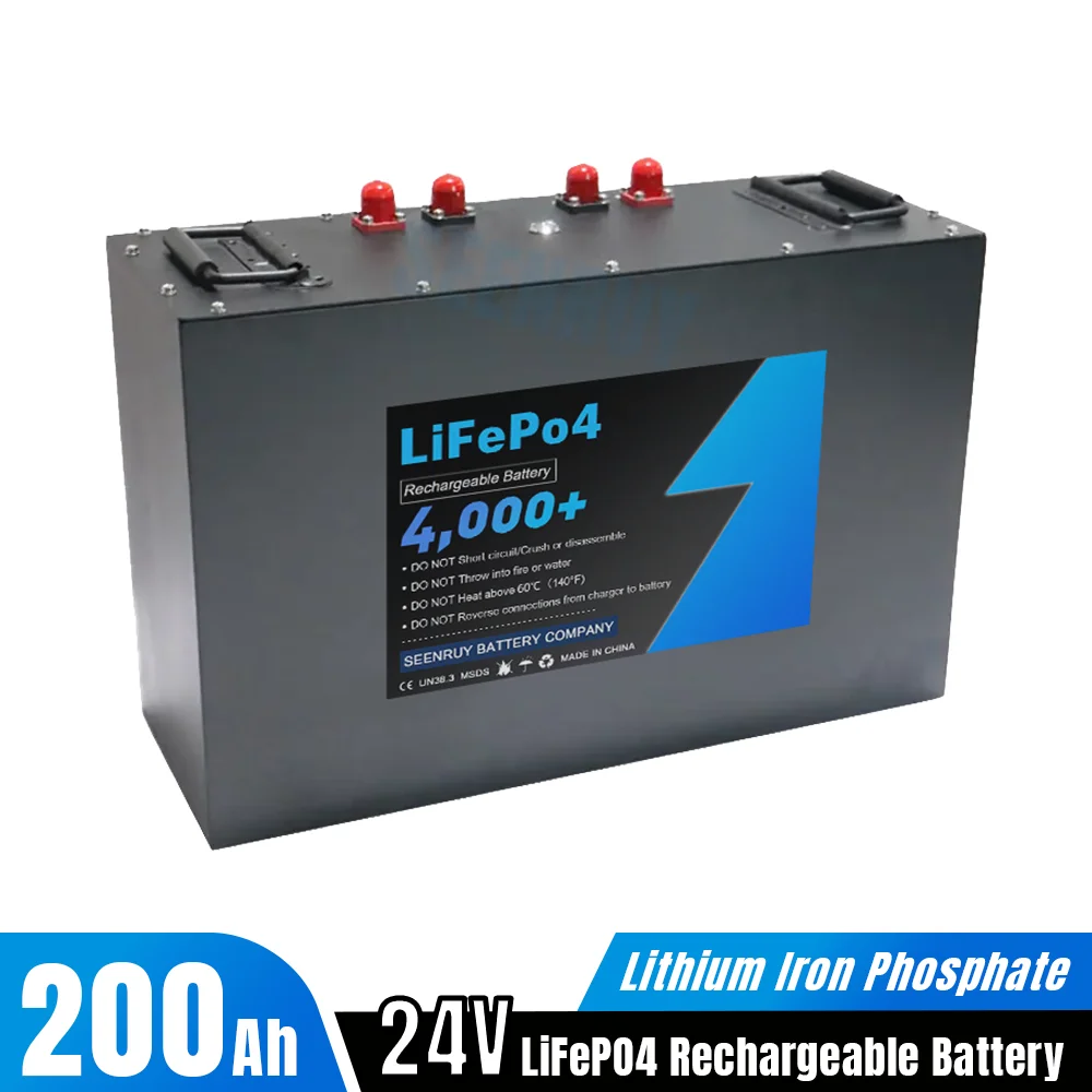 24V 200Ah Lifepo4 Rechargeable Battery Pack Built-in 200A BMS Optional Bluetooth for 3kw 4kw Forklift Lithium Iron Phosphate