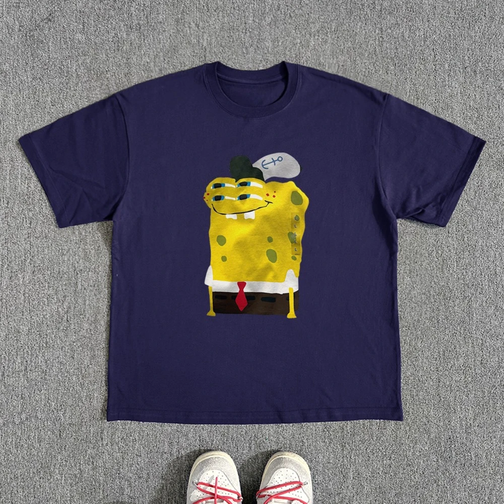 

BOMBA STUDIO из чистого хлопка SpongeBob SquarePants ins дизайнерская ниша модная брендовая футболка с короткими рукавами