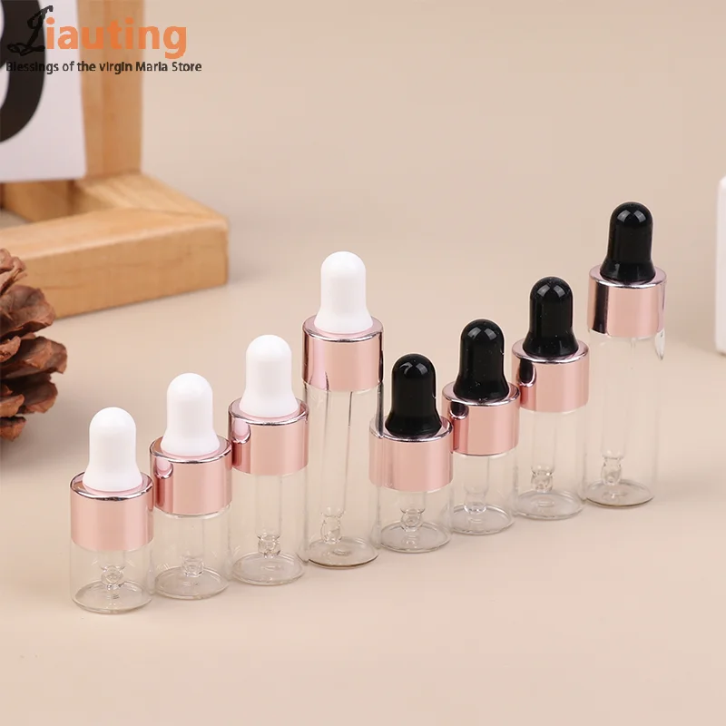 1-5ml Dropper Bottles Reagent Eye Drop Transparent Glass Aromatherapy Liquid Pipette Bottle Refillable Bottles Travel