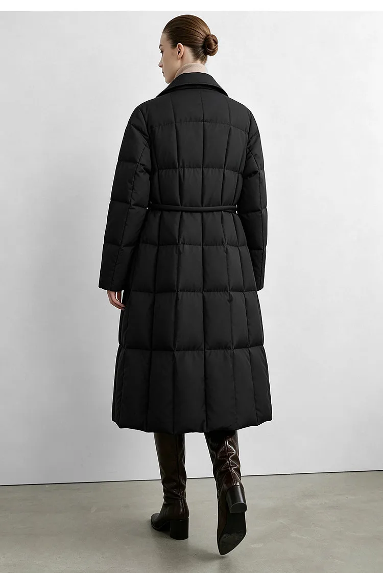 Amii Women's A-Line Down Jacket Lapel Collar Lightweight Warm Slim Fit Commuter Minimalist Women's Winter Down Jacket 12644006