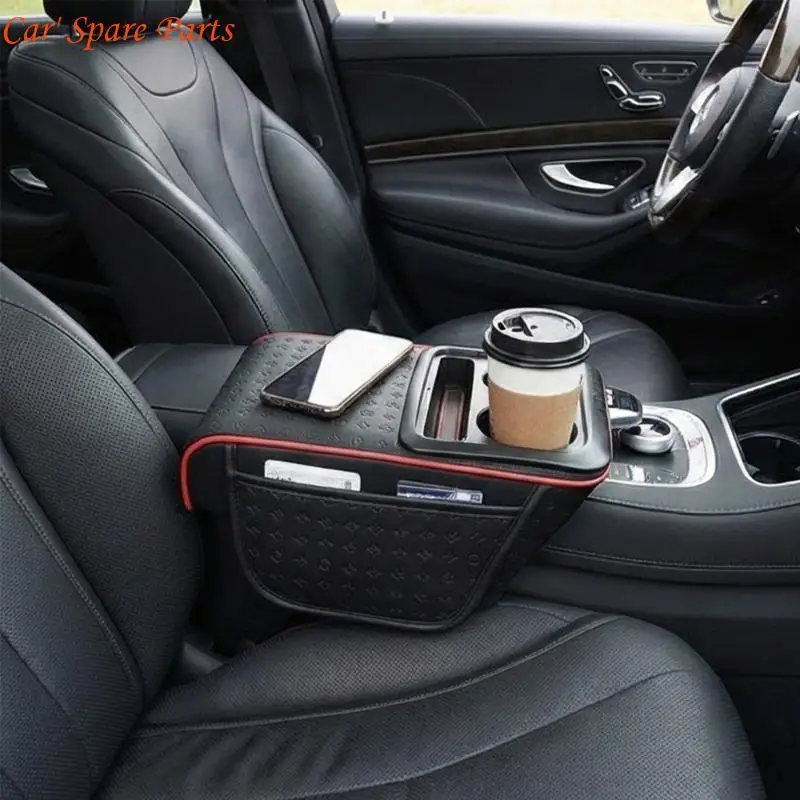 Y4UA Universal Car Console Cover Multiple functional Design with Cup Holders Phone Slot Tissue Box Side Pockets Comfort Pad