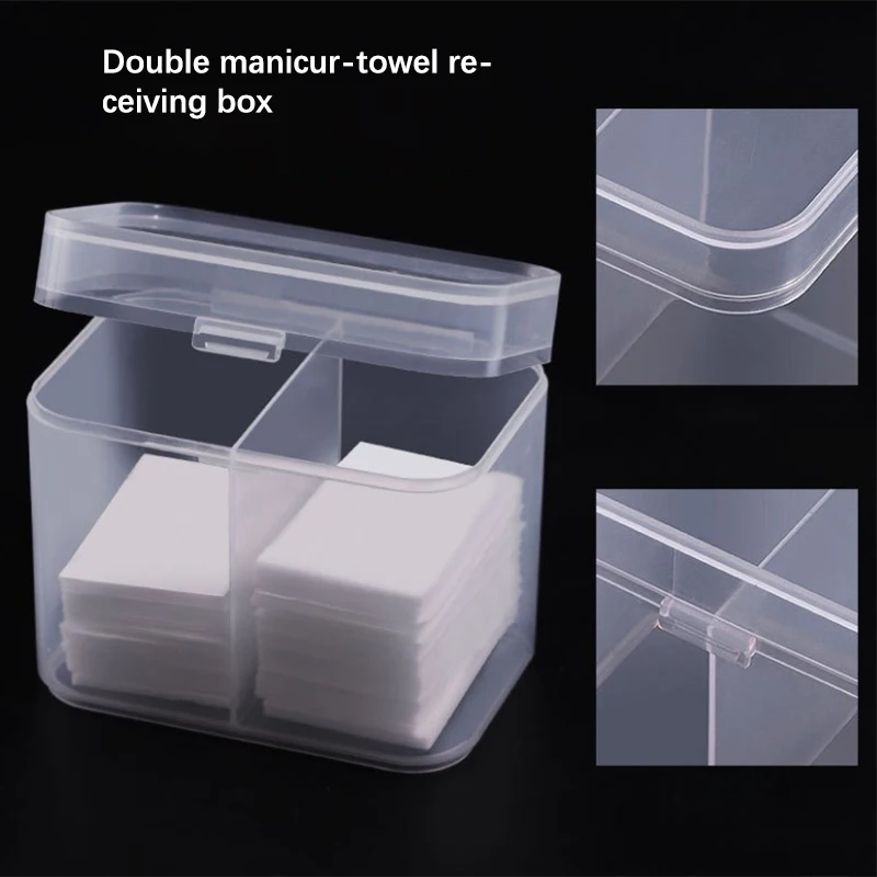 【B】Cotton Pads Swab Nail Wipes Makeup Brushes Organizer Storage Box Holder Container Case Independent Double-Compartment