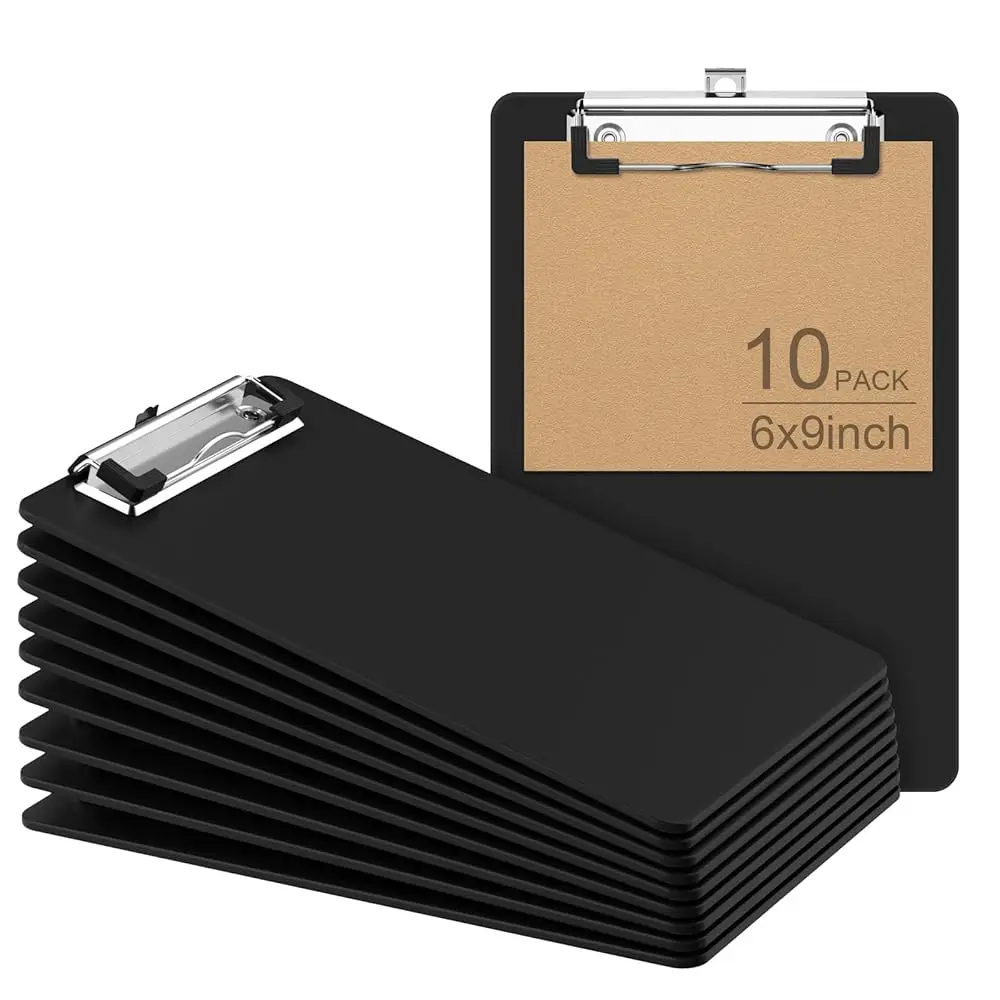 

Small Black Clipboard, 6 x 9 Half-Letter Size for Classroom, Students, Teacher, Nurse, A5 Mini Clip Board with Low Profile Cl