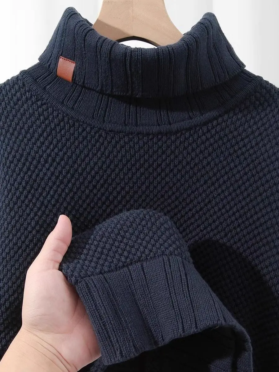 

Японский мужской трикотажный свитер с высоким воротником, осенне-зимняя новинка, модный, свободный, универсальный, теплый, комфортный, средней толщины, полупрозрачный.