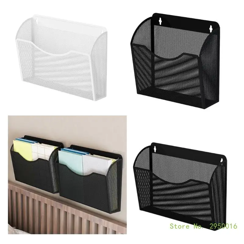 Wall Mounted File Holder Metal Mesh Hanging Magazine Holder Rack Space Saving Wall File Storage Pocket Mail Organiser