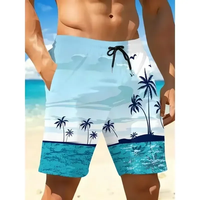 Palm Tree Beach Shorts Men Summer Tropical Island Ocean Casual Cool Loose Fashion Trendy Streetwear Funny Novelty Retro Vacation